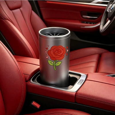 Aluminum alloy car air freshener soap box, breathable decorative piece, red pomegranate car soap box, empty box, high-grade sealing and leak-proof (Perfplant seat) - high-end-rose
