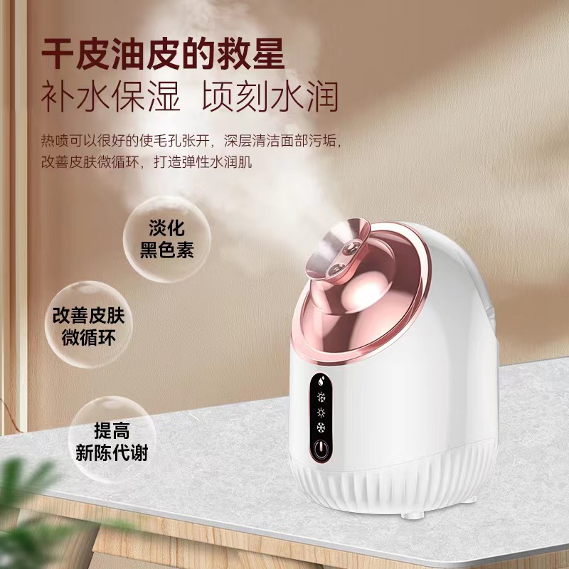 Cool and Hot Dual Spray Facial Steamer for Beauty Salons and Home Use Hydrating Mist with Pore Opening Hot Steam Facial Device