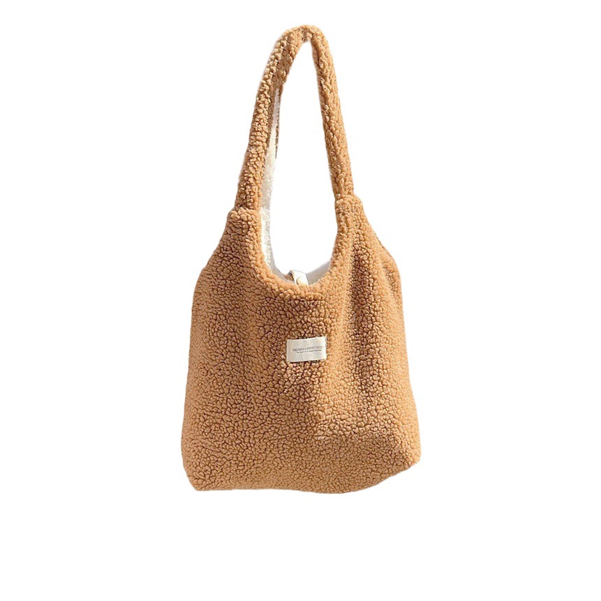 310233 piel de cordero lindo felpa Otoño e Invierno de gran capacidad bolsa de lona mujer peludo de doble uso bolsa de chaleco