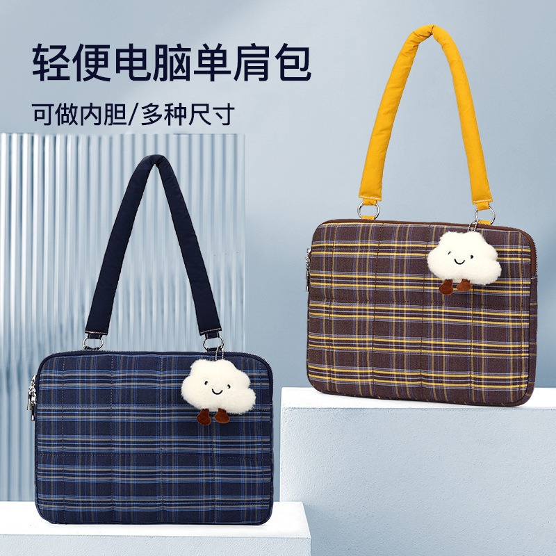 Retro Elegant iPad Sleeve Bag Scottish Plaid Computer Handbag Shoulder Laptop Bag 13inch 16inch