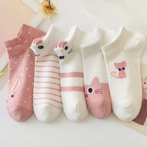 Popular Temu Cross-Border Classic Black and White Gray Short Socks Summer Thin Boat Socks Unisex Sports Socks Trendy Cotton Socks Versatile