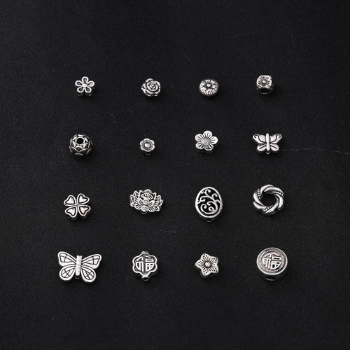Tibetan silver love flower Tibetan silver accessories diy ethnic style Miao silver jewelry silver string spacer bead material direct sales