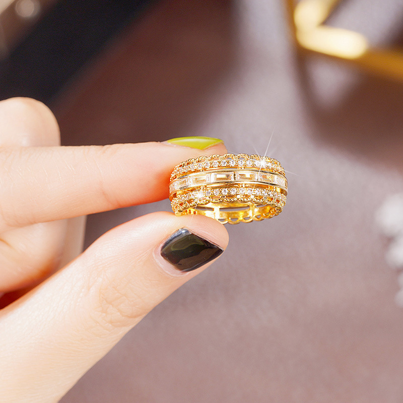 Gorgeous Zircon Ring For Women Micro Set Flower Statement Accessory_voghion.com