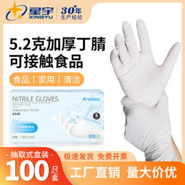 星宇E520一次性丁腈手套加厚耐油耐用可接触食品厨房家务清洁手套