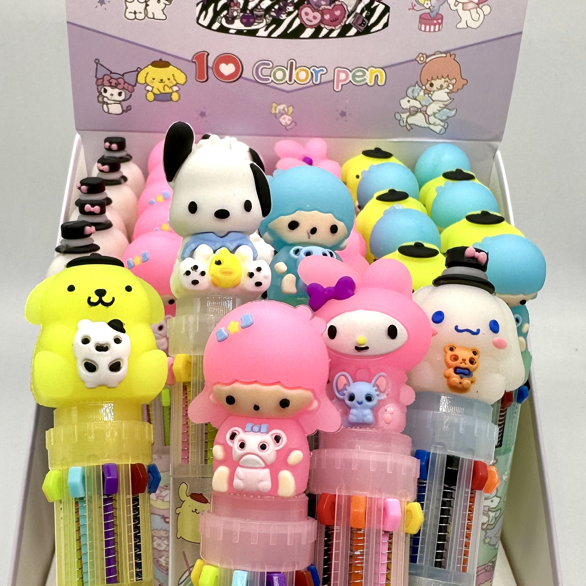 新款三麗鷗10色圓珠筆少女心卡通按動筆彩色手帳筆學生記號筆批發
