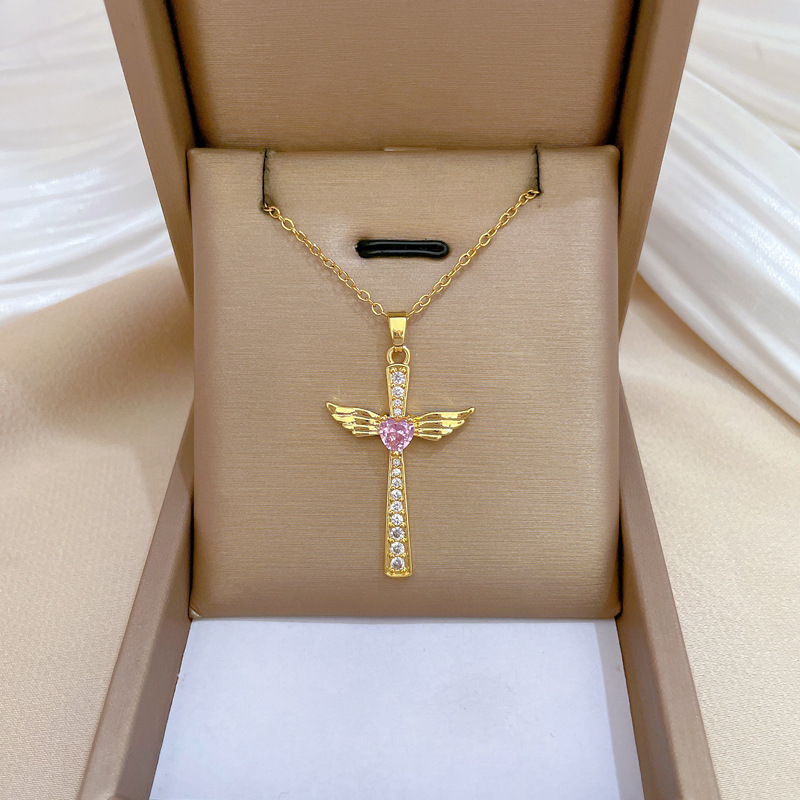 Gorgeous Diamond Cross Necklace For Women Versatile Titanium Chain_voghion.com
