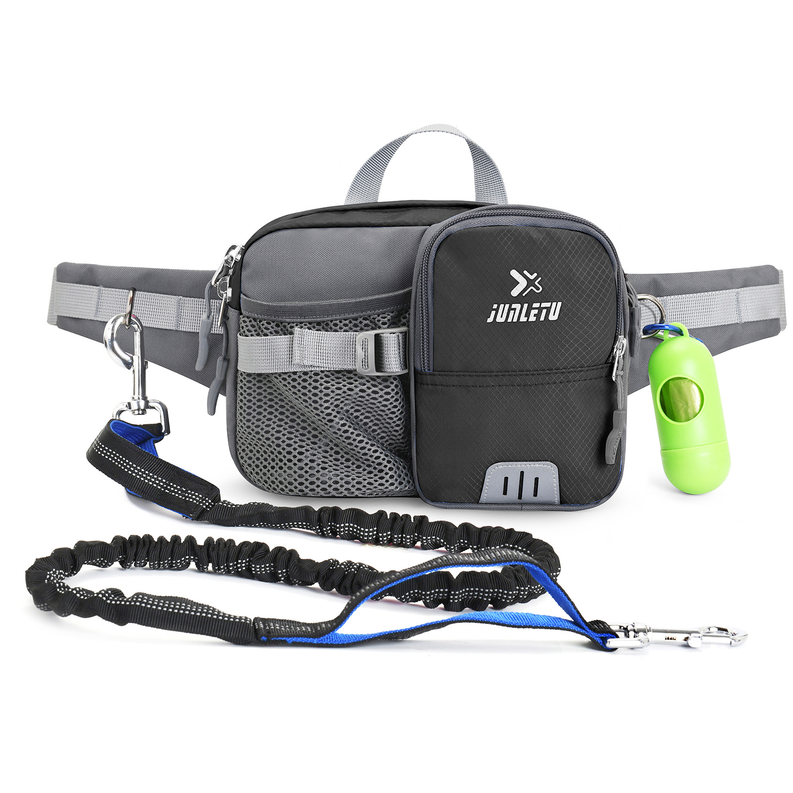 New cross-border dog leash, anti-shock elastic traction rope for medium and large dogs, reflective sports dog walking waist bag