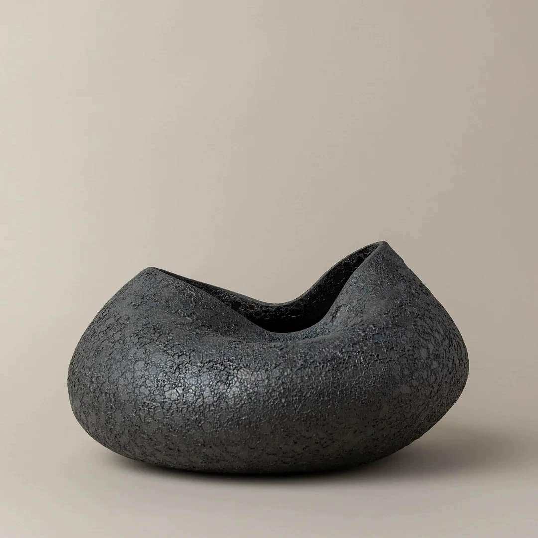 Уаби-саби пузырьковая глазурь ceramic цветочный сосуд черный каменной керамики вазa Zara home засушенные цветы сосуд