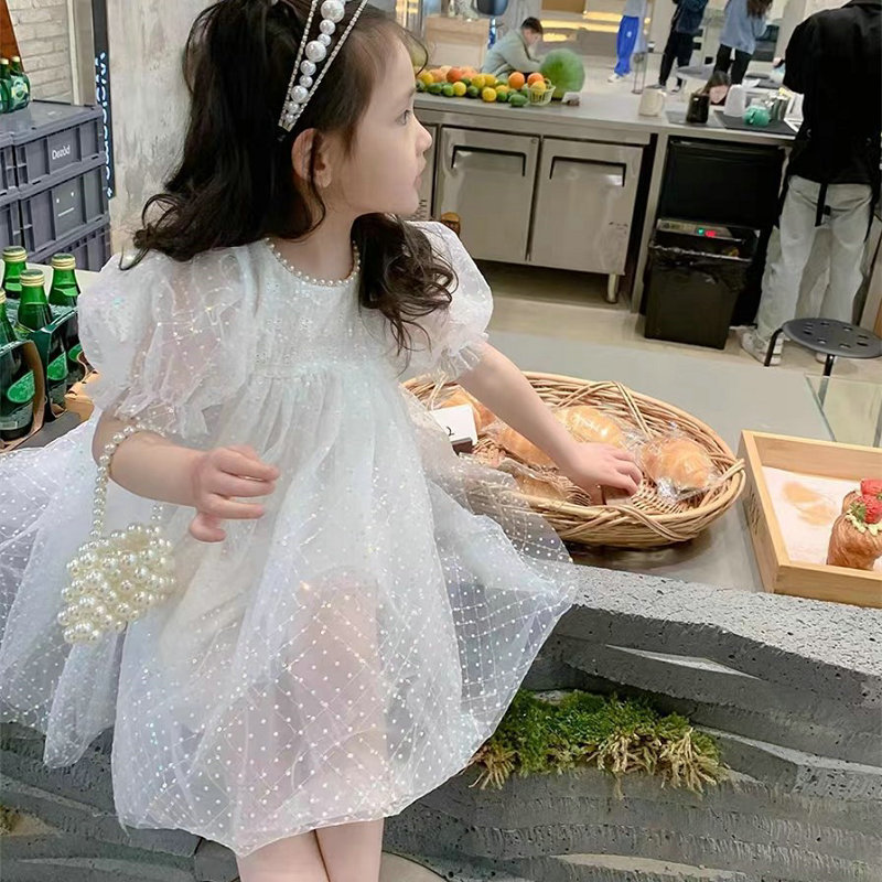 Princess Cute Solid Color Cotton Mesh Yarn Girls Dresses display picture 2