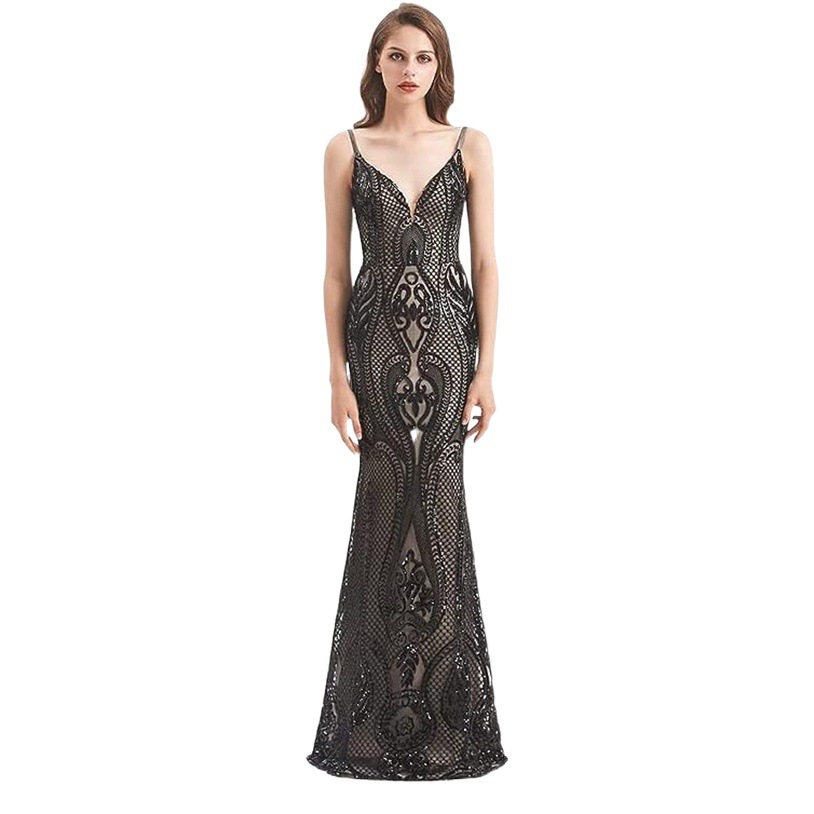 Vestido de Noche para Banquete 2025, Nuevo Estilo, Cola de Pez, Brillante, Elegante, de Alta Gama, para Presentadora, Pasarela, Reunión Anual