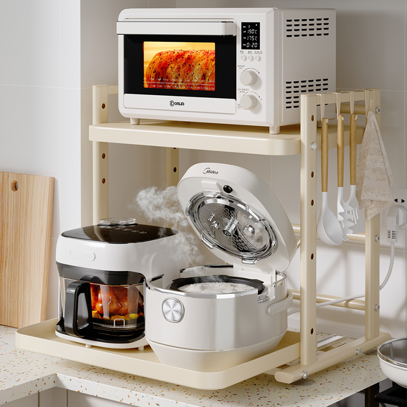 Cocina horno de microondas para almacenar artículos arroz multifuncional integral horno de mesa de doble capa retráctil para horno