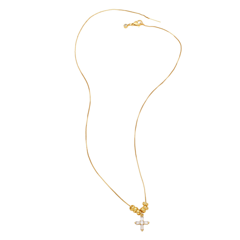 Fashion Zircon Inlaid Cross Heart Sun Clavicle Chain Necklace Wholesale