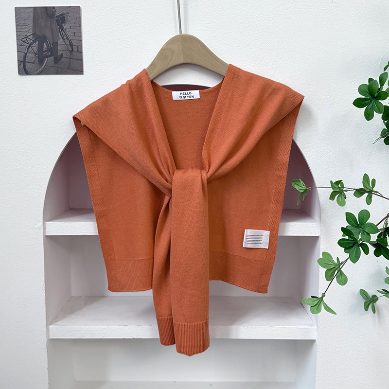 Chal de lana de punto de color sólido de color Maillard, bufanda exterior, flacidez femenina, chaleco de habitación con aire acondicionado