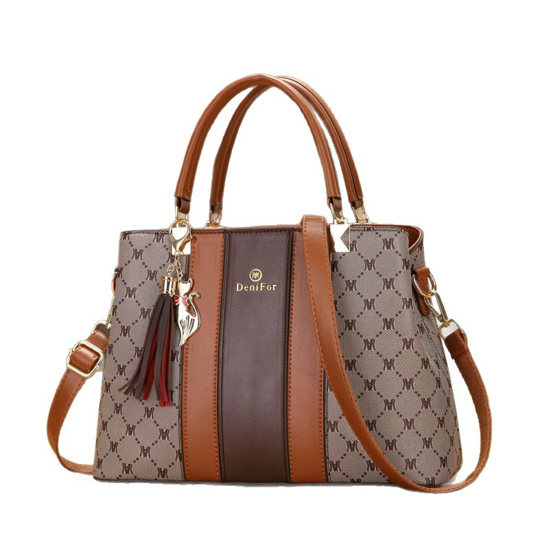 Bolso de moda de gran capacidad, patrón de empalme, bolso de hombro de transporte diario, bolsas transfronterizas