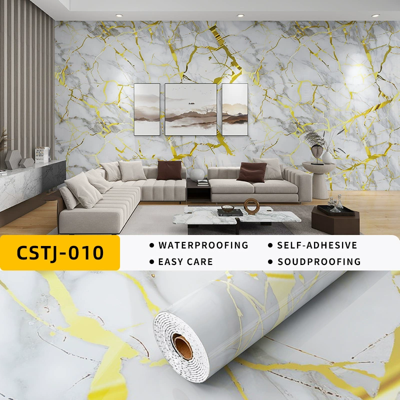 Marble self-adhesive wallpapers on wall, sticker