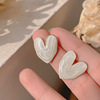 Silver needle, fashionable fresh earrings from pearl, accessory, silver 925 sample, simple and elegant design, wholesale