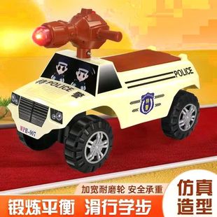 Retro Swat Kidsren's Scooter Cycling Car 1-4 Years Old Baby Four-Wheel Anti-Rollover Balance Car with Cool Lights