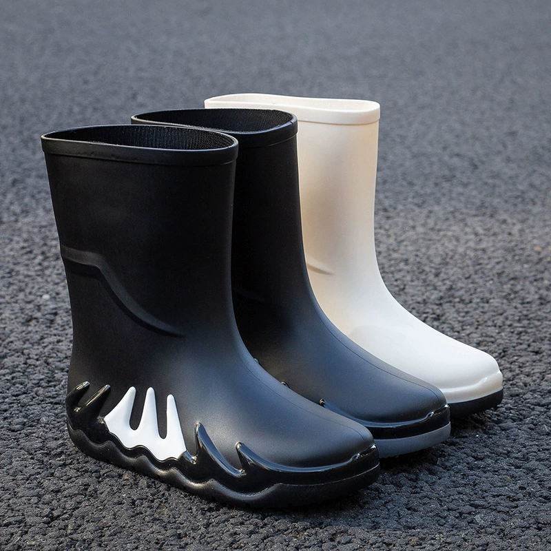 Мужские трансграничные резиновые сапоги до середины икры, водонепроницаемые бахилы, нескользящие, износостойкие водные сапоги, рабочая резиновая обувь для взрослых, модные повседневные резиновые сапоги.