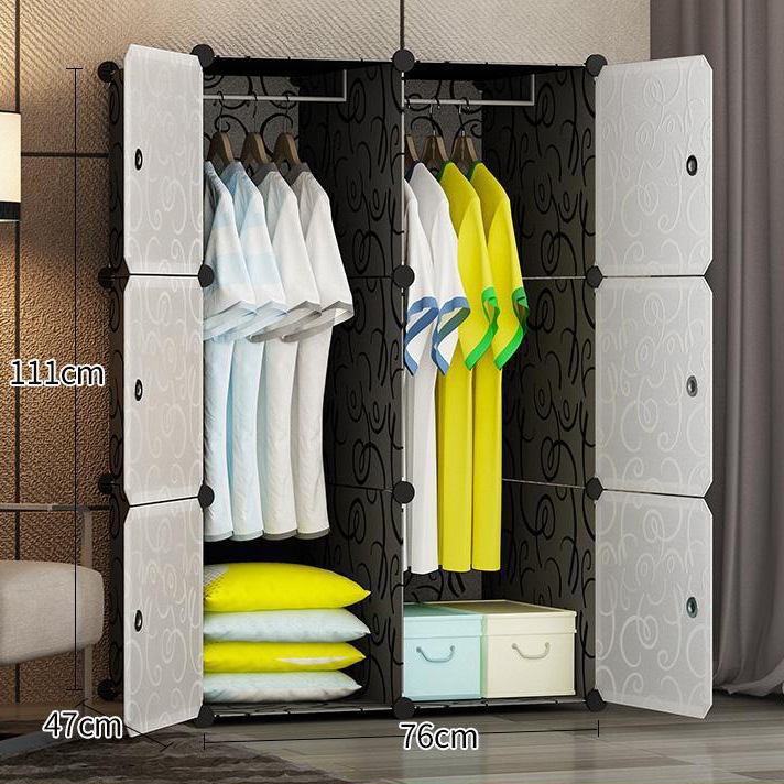 Armario simple moderno armario de tela simple sala de alquiler de tubos de acero engrosamiento reforzado dormitorio en casa montaje de almacenamiento gabinete colgante