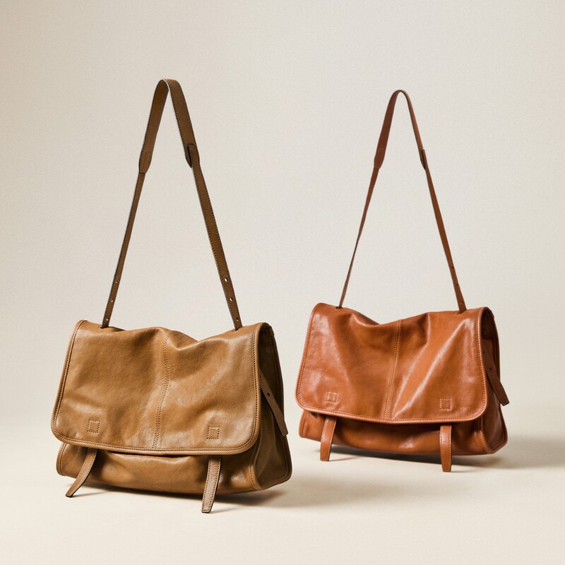 Authentic Vegetable-Tanned Sheepskin Messenger Series Large-Capacity Stylish Retro Casual Shoulder Crossbody Messenger Bag for Women