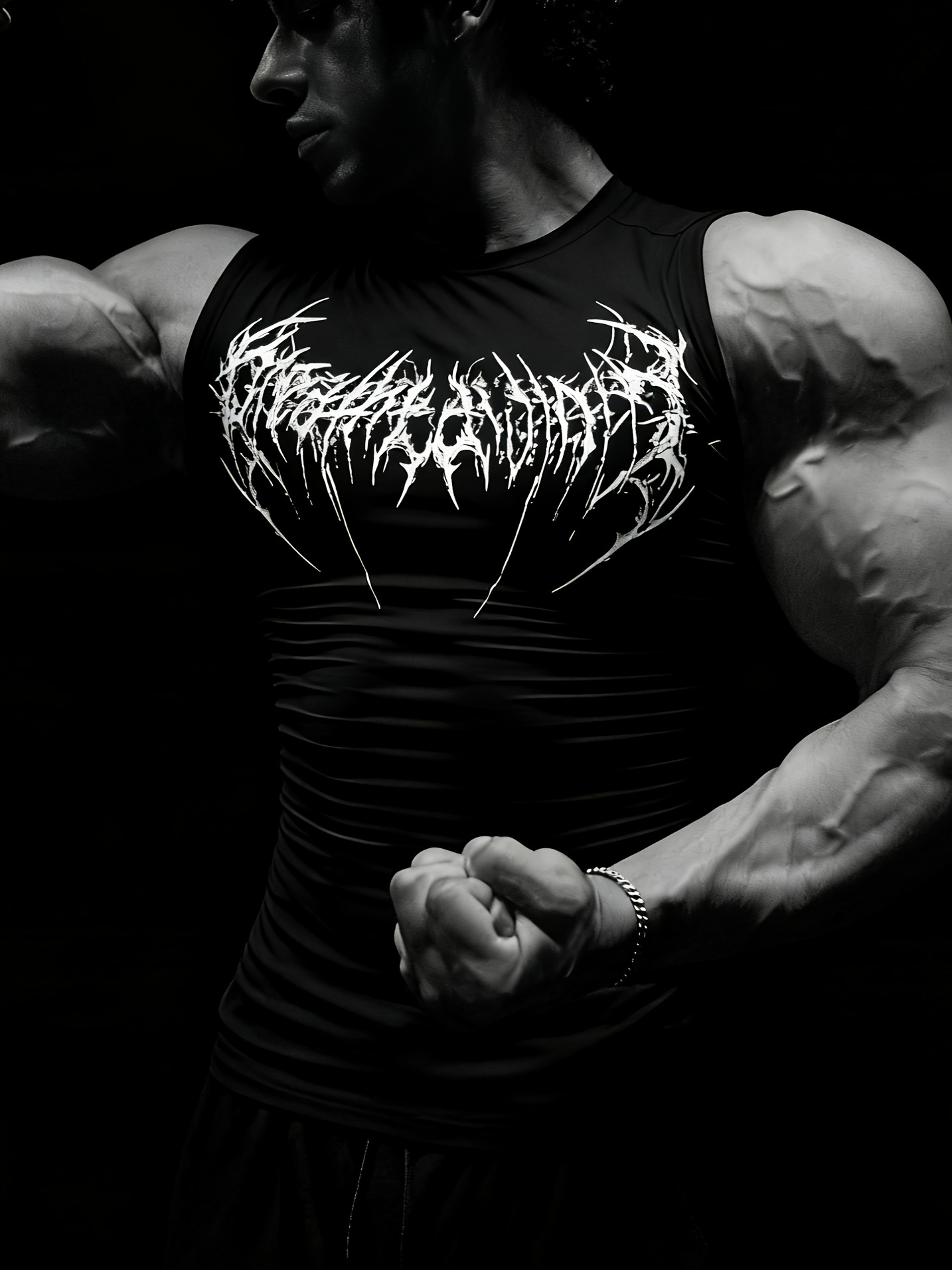 Men's Thorn Print Vest High Street Trendy Brand Sleeveless T-Shirt Quick Drying Fitness Tight Fitting Summer Top_viptrois.com