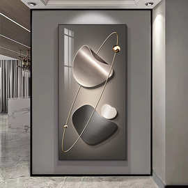玄关装饰画现代轻奢高档简约挂画入户客厅走廊过道壁画铝合金框