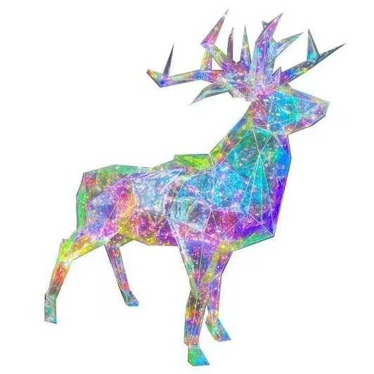 PET幻彩胶片炫彩麋鹿商场户外装饰PET彩虹板七彩渐变发光小熊摆件