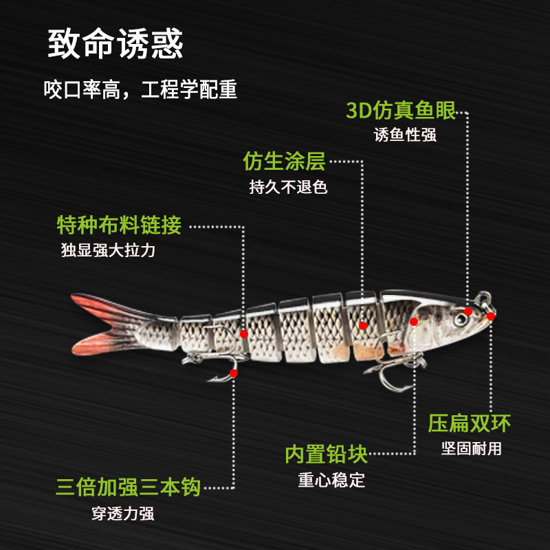 鱼饵厂家现货路亚仿生多节鱼饵硬饵八节鱼14cm/27g路亚假饵-阿里巴巴