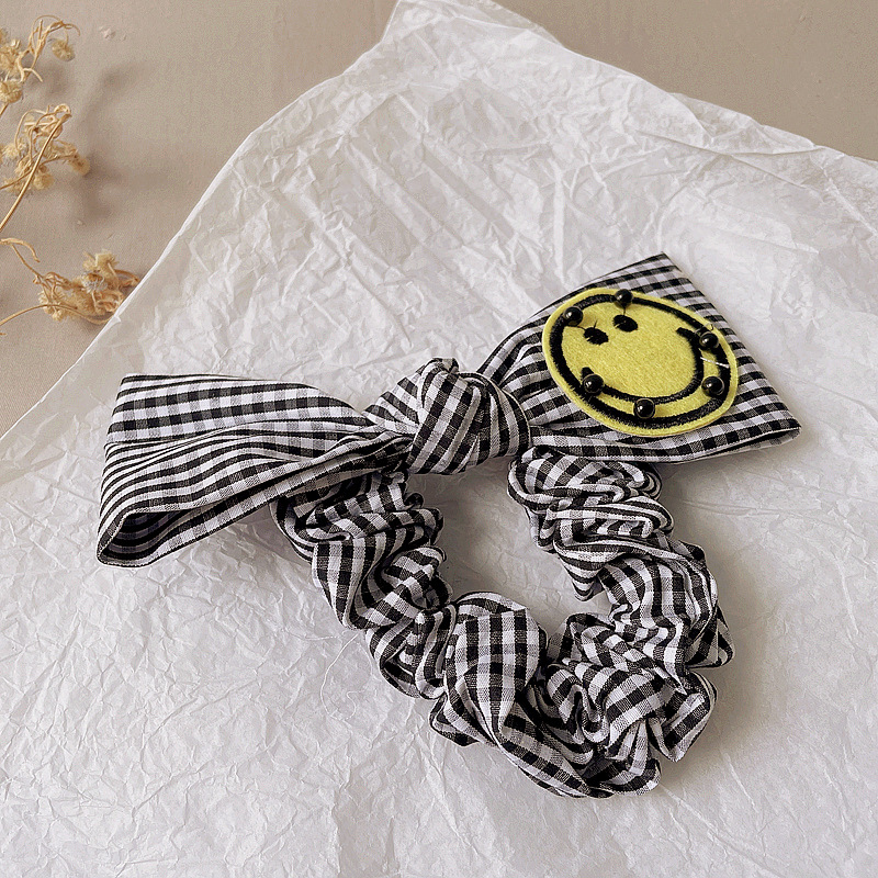 New Korean Version Of Simple Cartoon Smiley Bear Plaid Butterfly Hair Scrunchies display picture 6