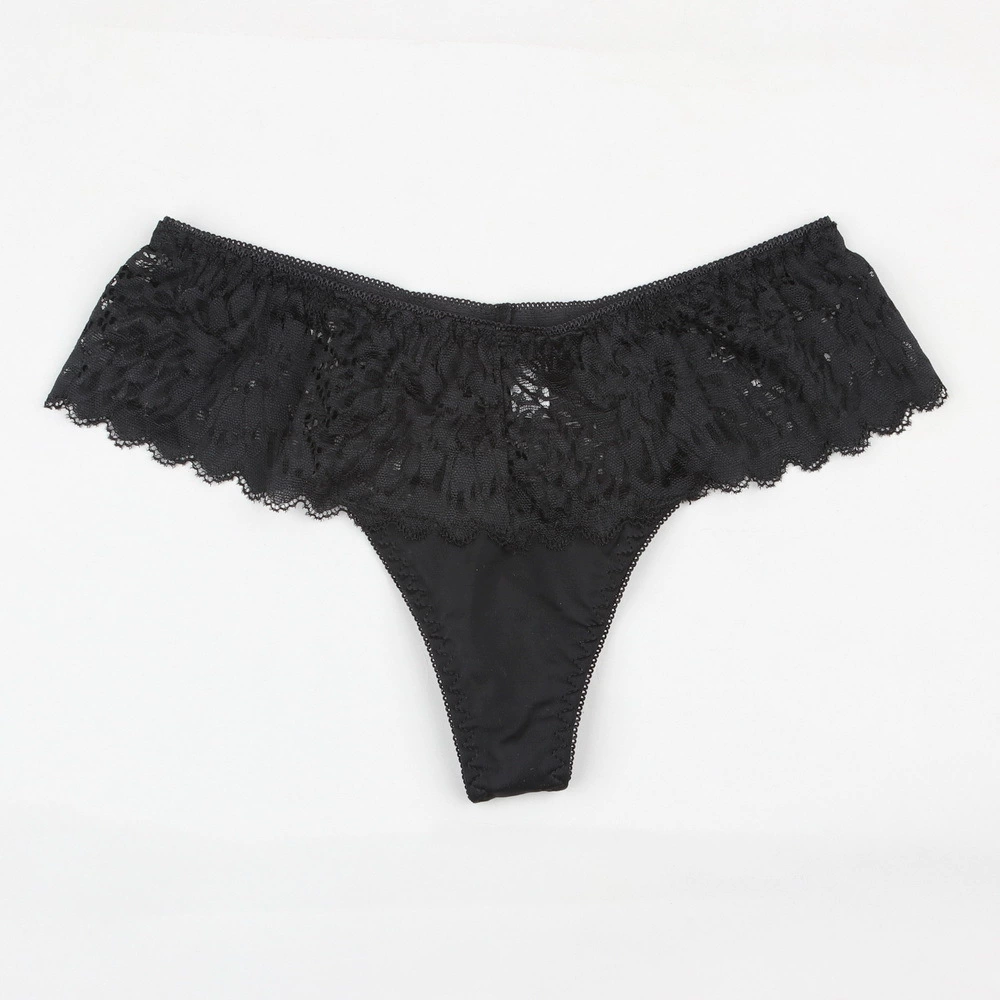 New Lace-Detail Milk-Silk Thongs for Women, Sexy Hollow-Back, Low-Waist, Seamless Comfort