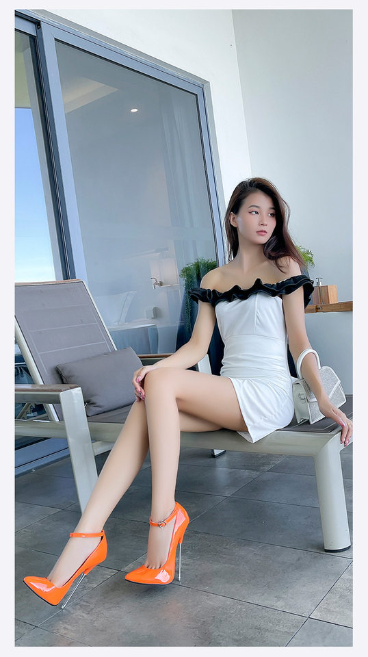 Giày cao gót nữ mũi nhọn gót nhọn siêu cao quyến rũ — Màu bạc, Màu cam, Màu hồng, Màu mơ chi tiết 12