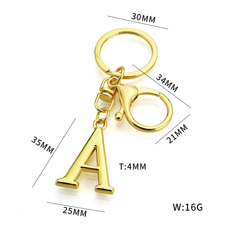 gold 26-letter Pendant Custom Creative Gift Keychain Decoration High-value Bag Accessory_voghion.com