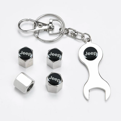 Other Automotive Exterior Supplies: personalized valve cap anti-deflation - jeep-silver-wrench-4-pack