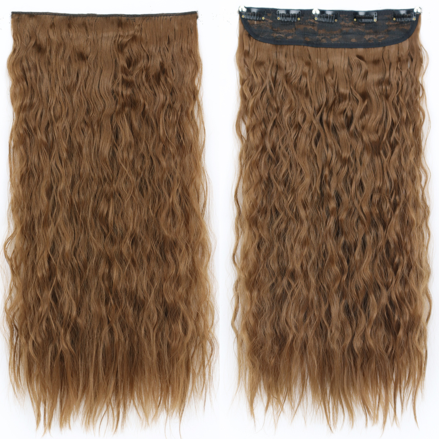 Peruca de cabello de mujer estilo de maíz caliente rizado largo de cabello de onda de cinco tarjetas