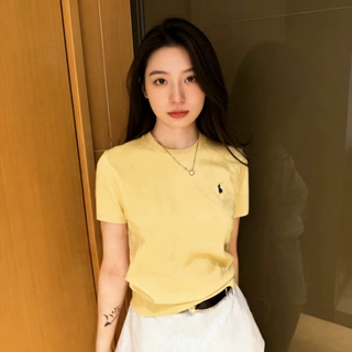 高版RL拉夫美式复古POLO衫纯色显瘦百搭休闲T恤简约日常针织衫女