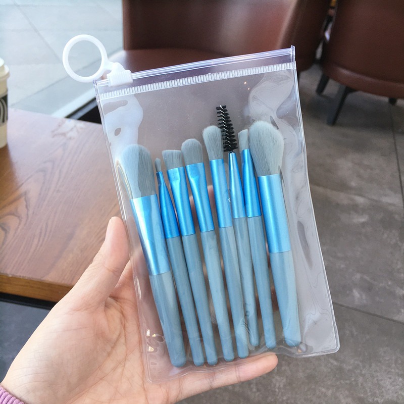 Pequeño conjunto de cepillo de maquillaje Cangzhou de 8 piezas para principiantes portátil cepillo de sombra de ojos de pelo suave cepillo de base cepillo de blanqueador herramientas de maquillaje