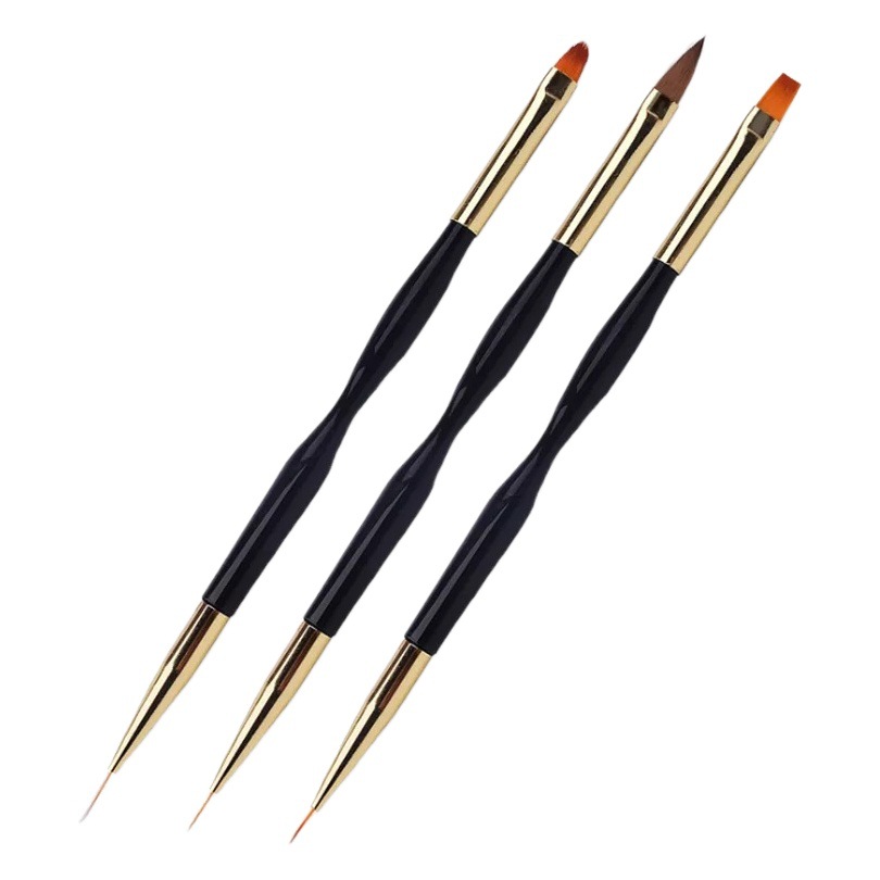 Pluma de pintura de uñas de doble cabeza ultrafina tallada línea de dibujo Gancho pluma profesional de pintura de uñas pluma de fototerapia pluma herramientas de uñas