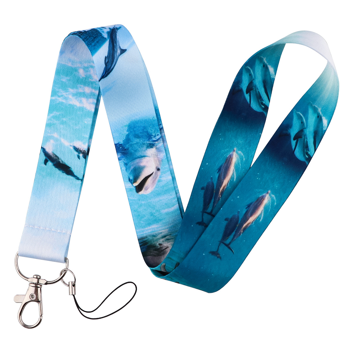 Tiburón ballena delfín teléfono móvil cordón titular de la tarjeta de doble cara tarjeta de autobús tarjeta de estudiante Certificado de exposición anti-perdido titular de la tarjeta de estuche rígido