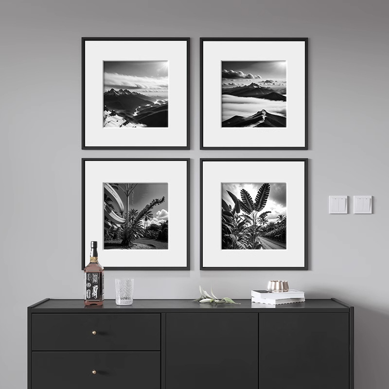 Black High-End Aluminum Alloy Photo Frame Wall-Mounted Square Picture Frame Framed Sketch Poster Frame 33 Wedding Photo Display Black High-End Aluminum Alloy Photo Frame Wall-Mounted Square Picture Frame Framed Sketch Poster Frame 33 Wedding Photo Display