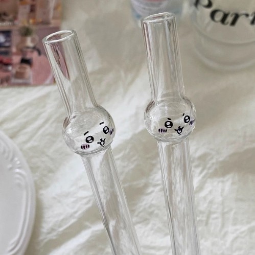 可爱米菲兔玻璃吸管高颜值透明奶茶咖啡大口径高硼硅耐高温吸珍珠|undefined