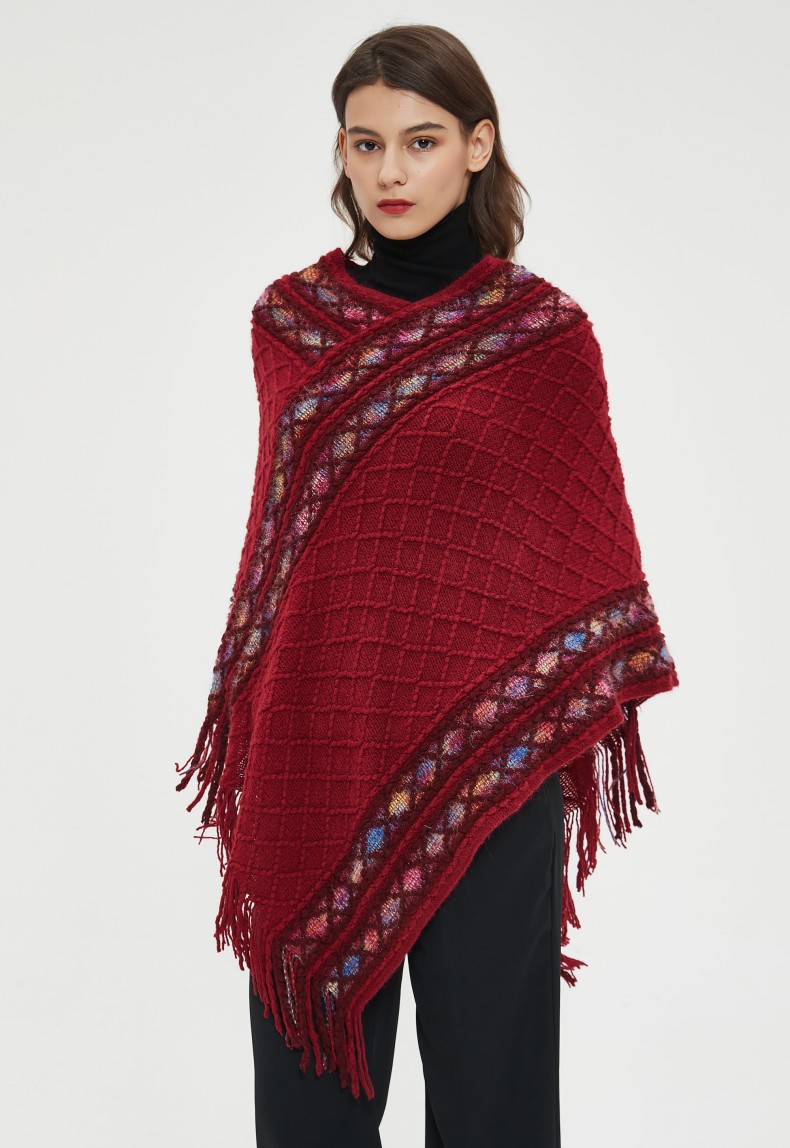 Mantella unisex vintage in maglia tinta unita in stile etnico_voghion.com