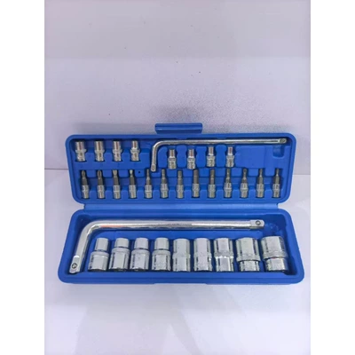 Mühərrik tənzimləmə alətləri, wrench set, auto repair - 33pcblue-plastic-box
