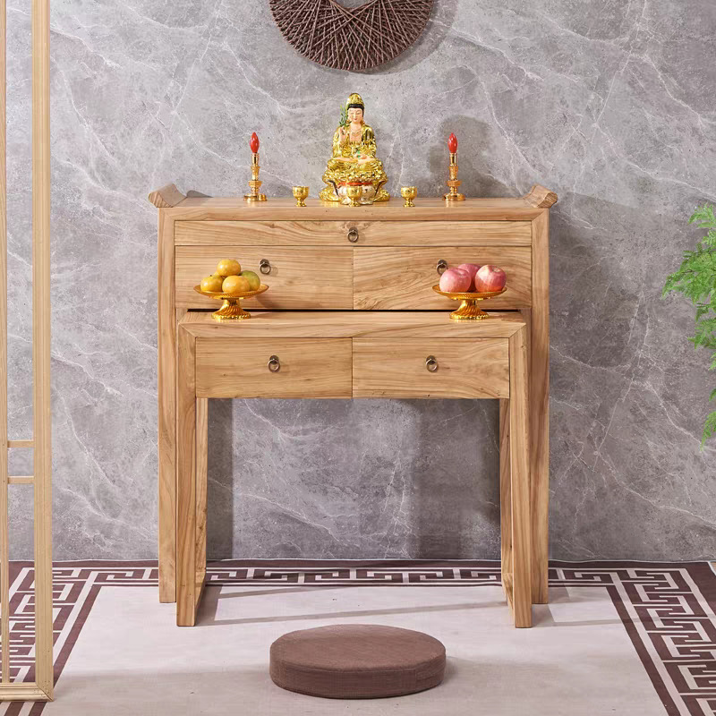 New Chinese-Style Solid Wood Offering Table for Home Use, God of Wealth Altar, Old Elm Wood Incense Table, Buddhist Altar, Living Room Incense Table