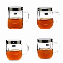 Chikao奇高耐热玻璃加厚茶水分离三件杯茶璃带盖泡茶杯家用男女士