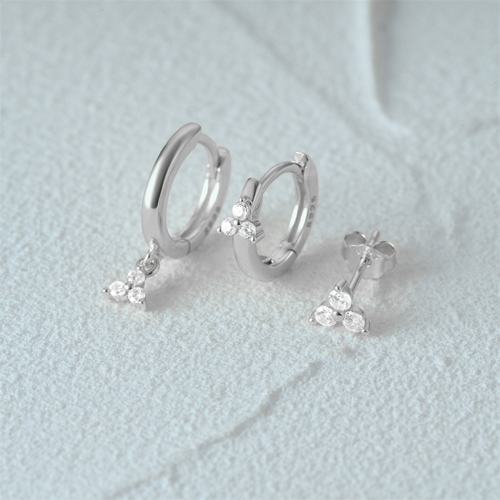 3g Weight Hoop Earrings, Ear Studs Classification 1 Set Quantity Daily Occasion 925 Sterling Silver Material Star, Butterfly Pattern Women's Gender Plating Design Simple Style Style 1 Set 925 Sterling Silver Star Butterfly Hoop Earrings Ear Studs 14