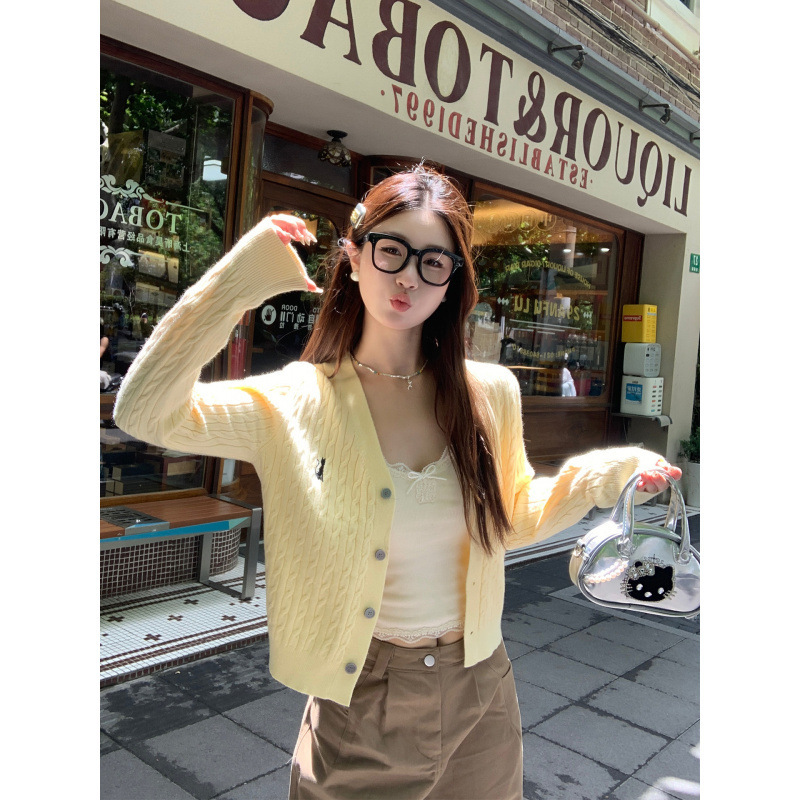 针织开衫女早秋穿搭2025新款毛衣外套高级感领刺绣上衣|undefined