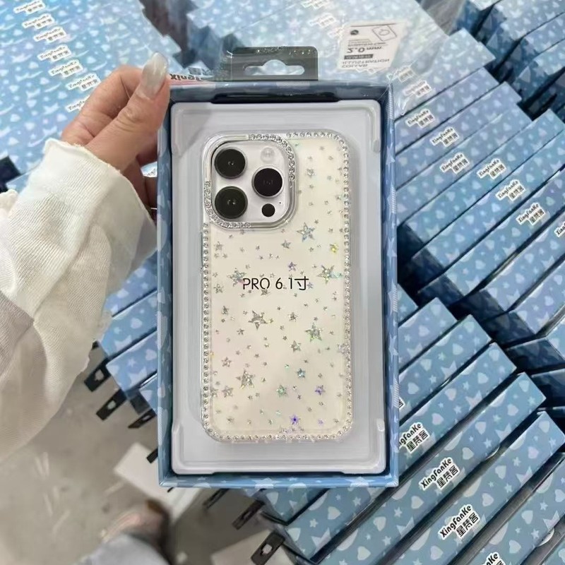 iPhone17Promax対応 星型キラキラダイヤモンド携帯ケース Apple16 シンプルで高級感のある15 軽量ラグジュアリーダイヤモンドケース|undefined