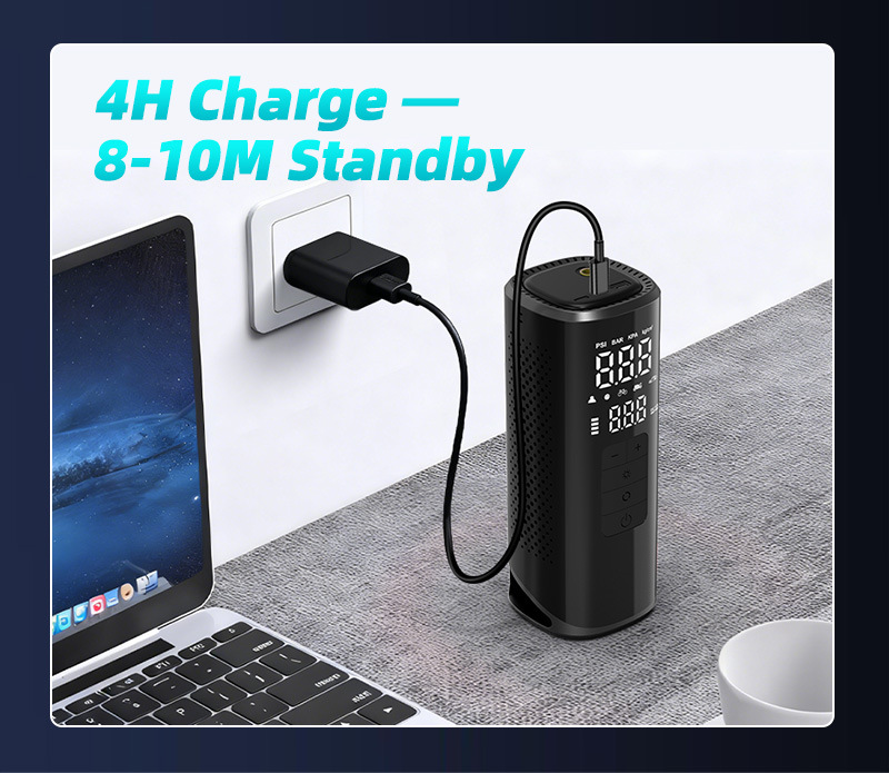 Cross-border wireless smart car air pump with power bank, large-capacity multifunctional inflator with automatic stop