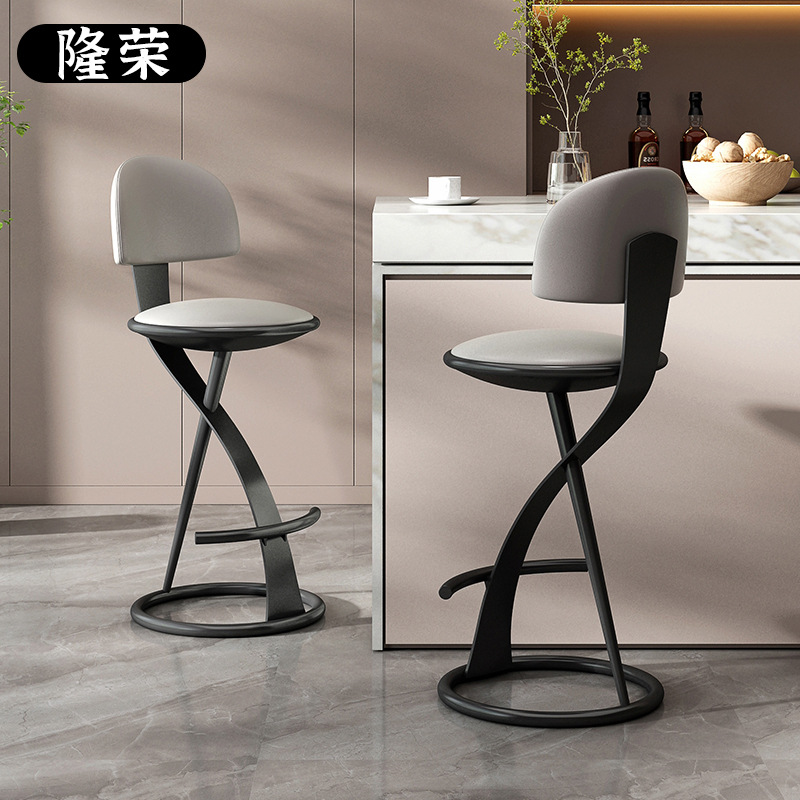 Simple and Luxurious Modern Bar Chair Home Chair Designer High-End Island Bar Chair Backrest High Stool