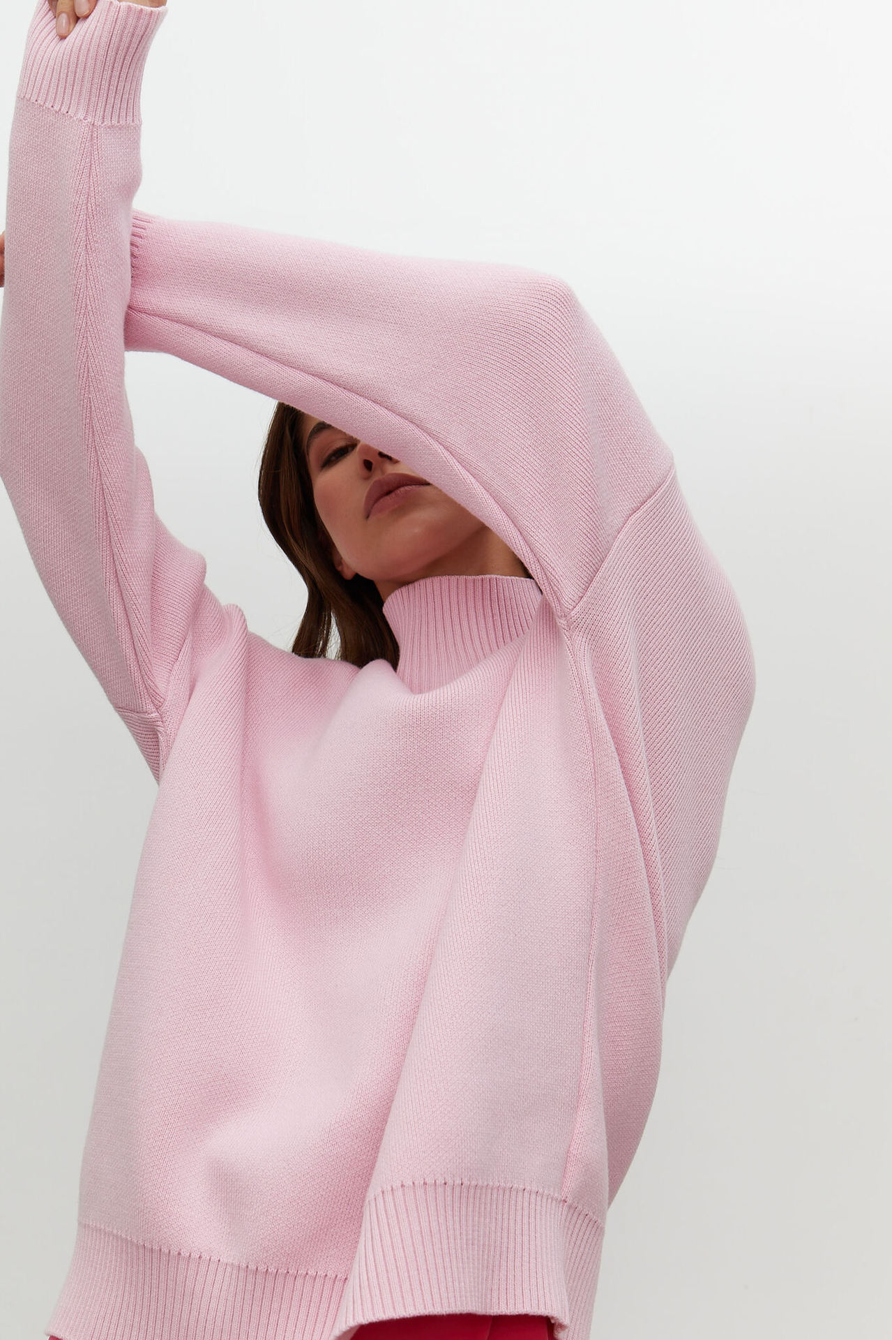 Pull tricoté à col semi-haut de couleur unie pour la mode automne-hiver, pull chaud simple et ample_voghion.com